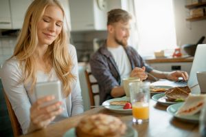 Texting on mobile phone