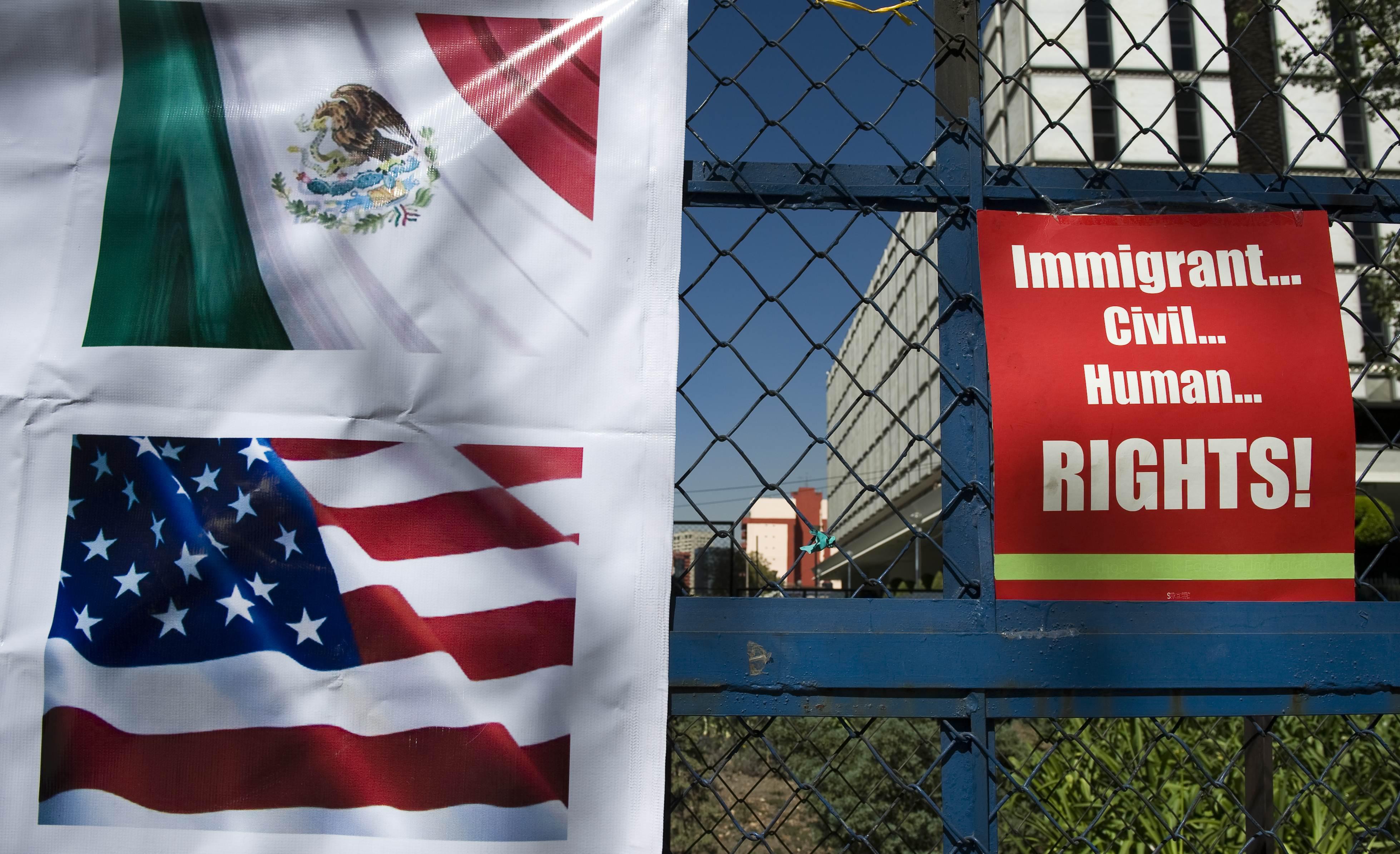 A banner asking to respect the rights of