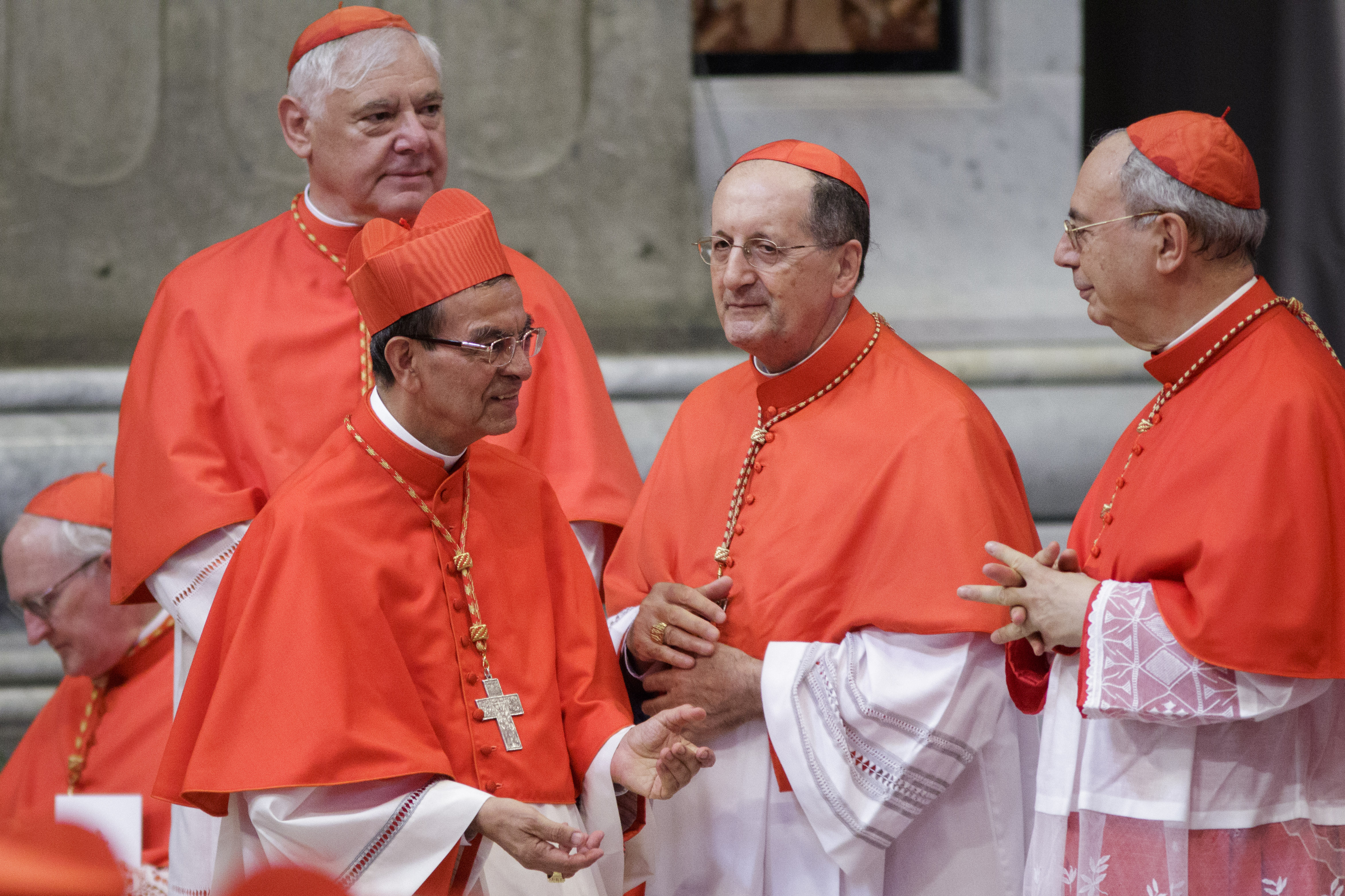 New Cardinal Gregorio Rosa Chávez greets by other Cardinals...