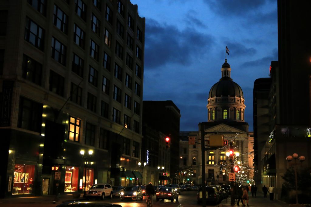Indiana State Capitol at dusk time