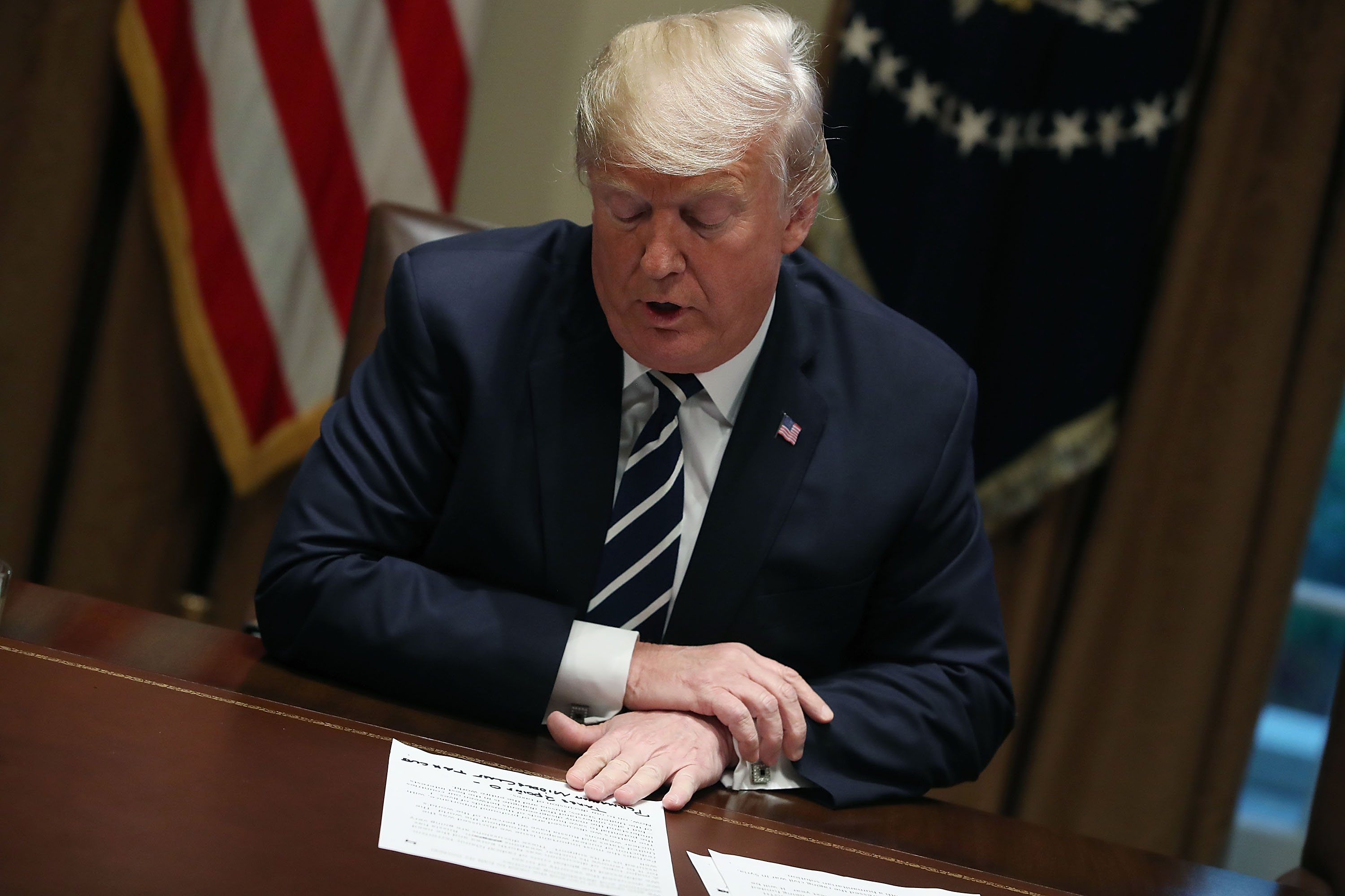 President Trump Meets With Members Of Congress In The White House Cabinet Room