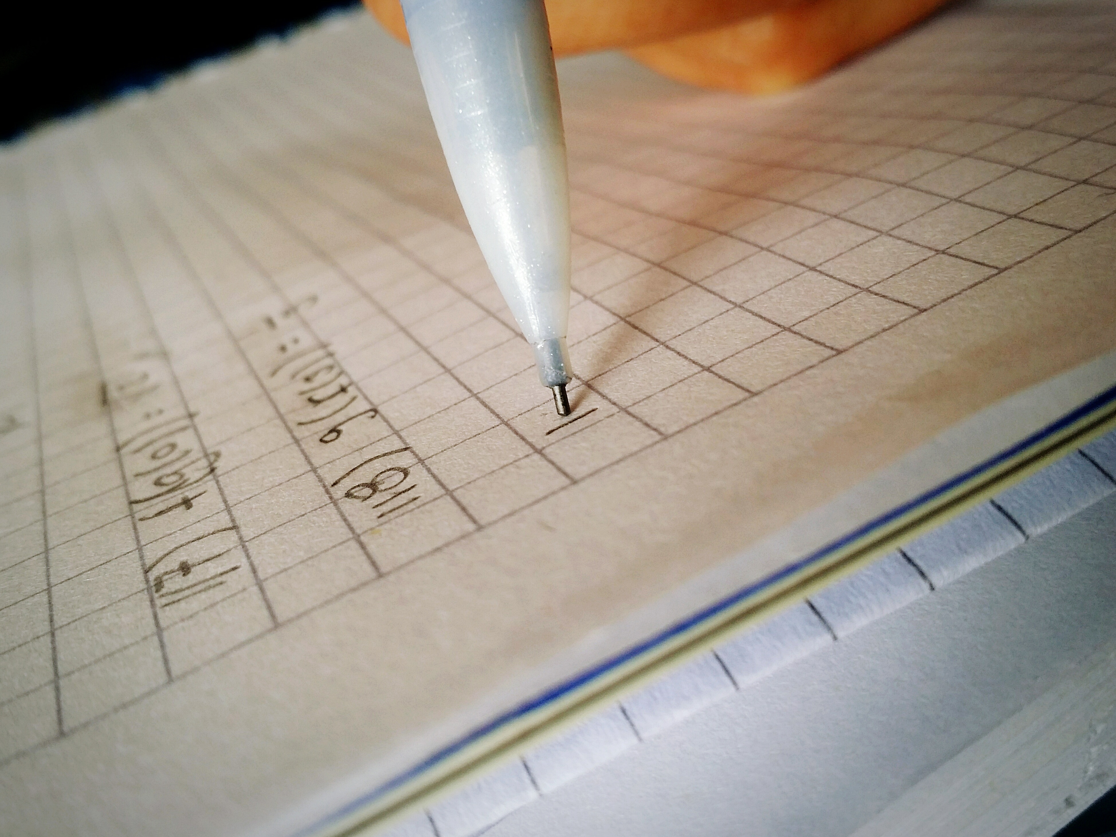 Ballpoint Pen Writing On Checked Sheet