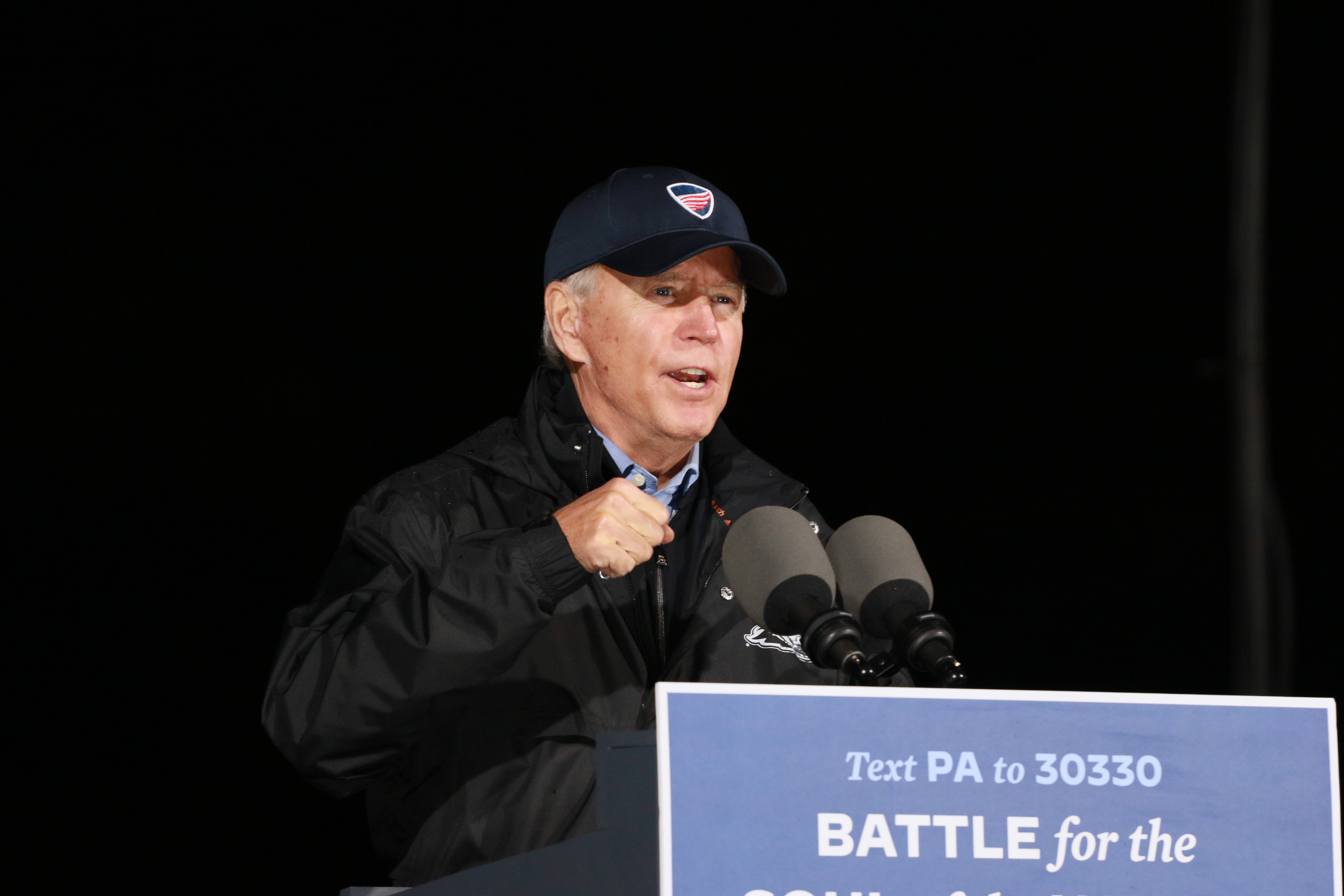 Joe Biden at the election campaign drive thru rally at the Jewish Society Museum, Philadelphia, Pennsylvania