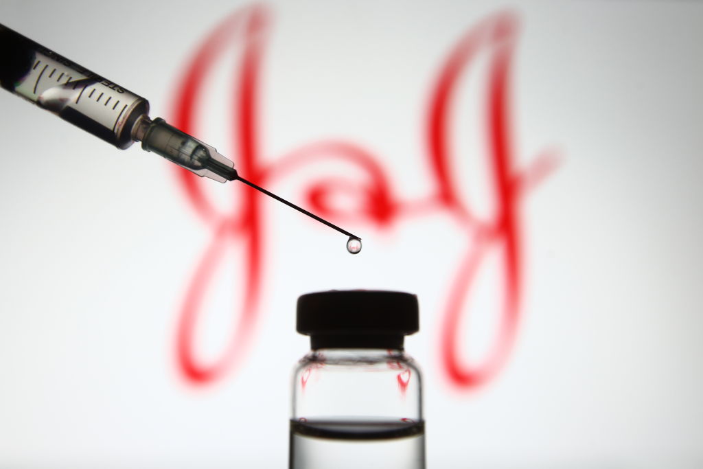 In this photo illustration a Johnson & Johnson logo is seen...