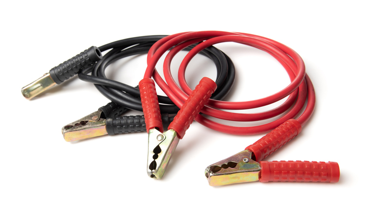 Umper cables for jump starting a car isolated on white background