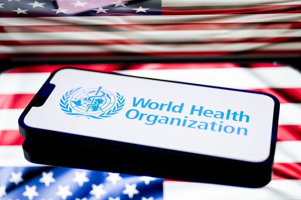 In this photo illustration, the World Health Organization (...